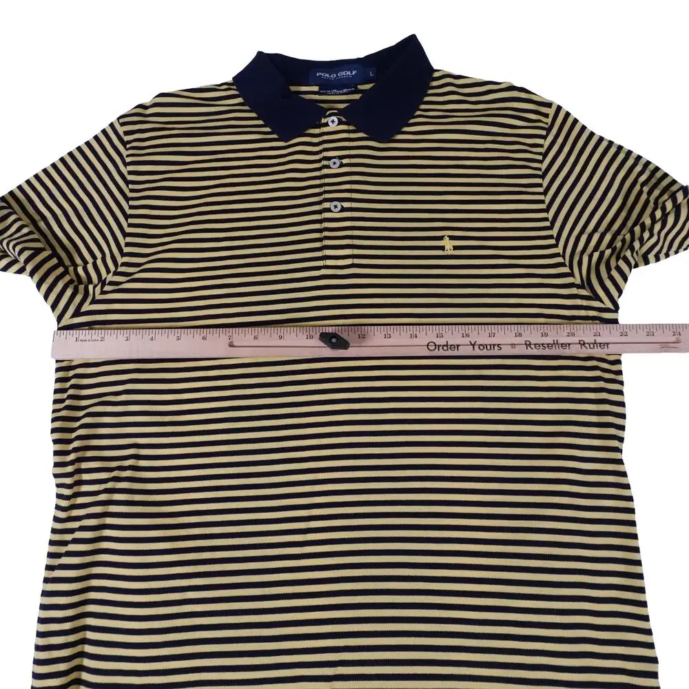 Ralph Lauren PIMA Cotton Vintage Striped Golf Polo Shirt Men's Large